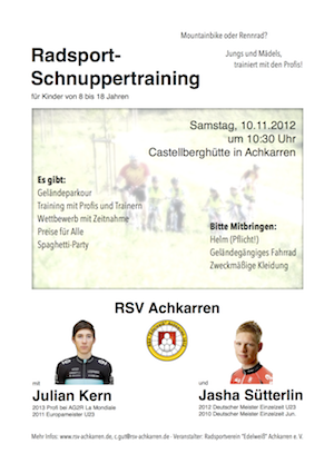Plakat Schnuppertraining am 10.11.2012