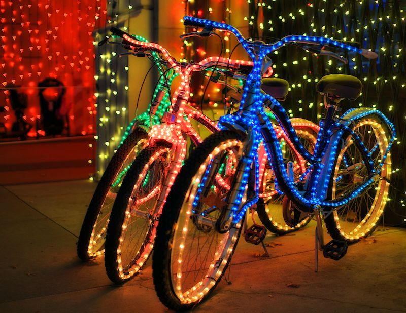 Beleuchtete Fahrräder